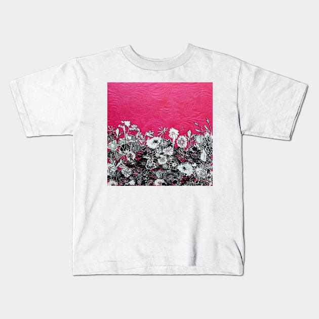 Fushia Flower Print Kids T-Shirt by BillyLee